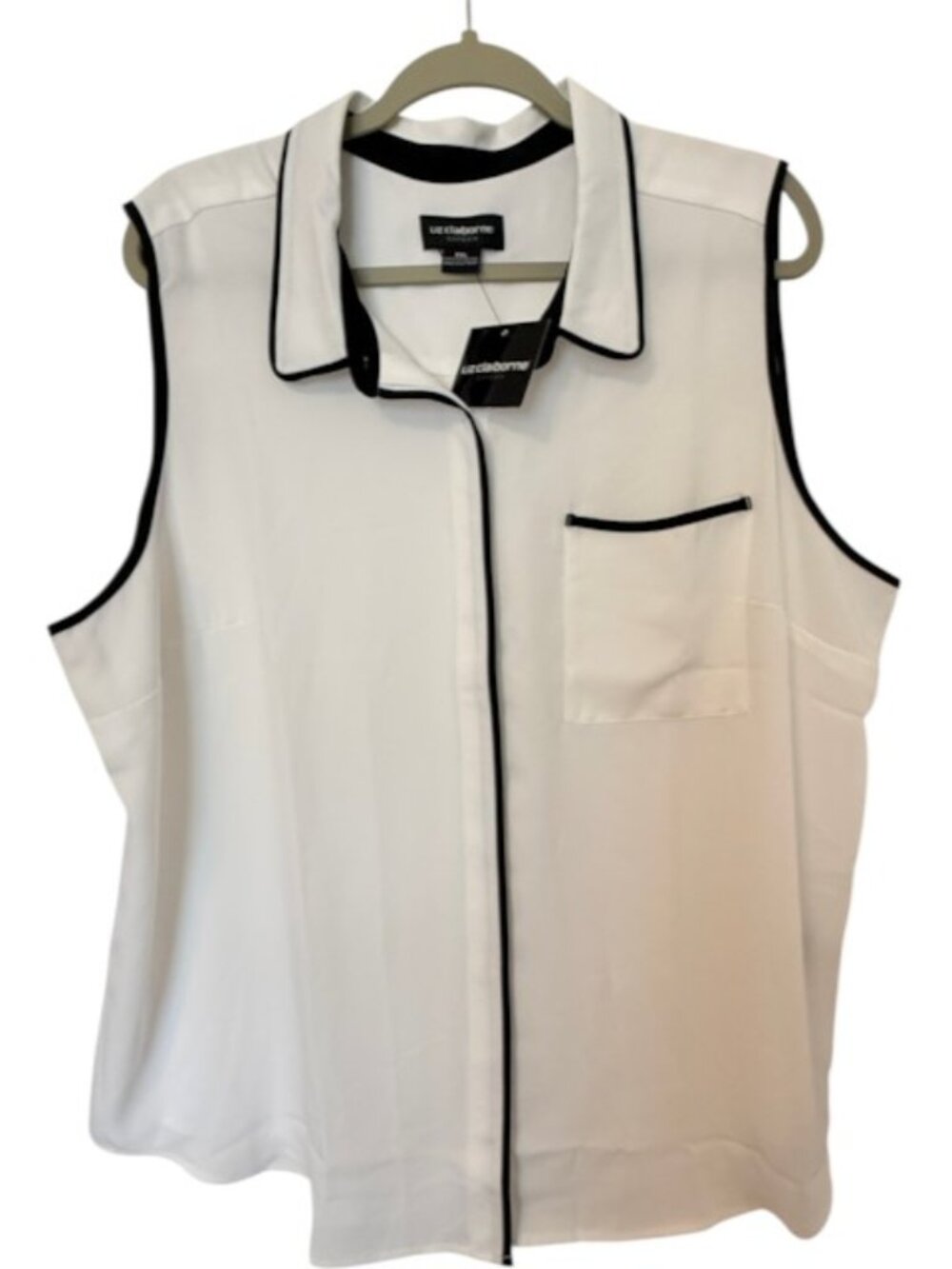 Liz Claiborne NWT Sleeveless Button Down Blouse w/contrast Piping Women Size XXL